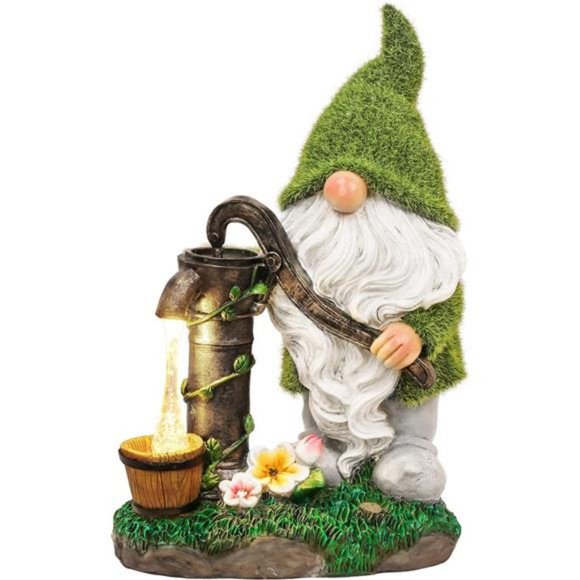 11.4" Garden Gnomes Decorations for Yard with Solar Lights, Cute Flocked Garden - Picture 1 of 7